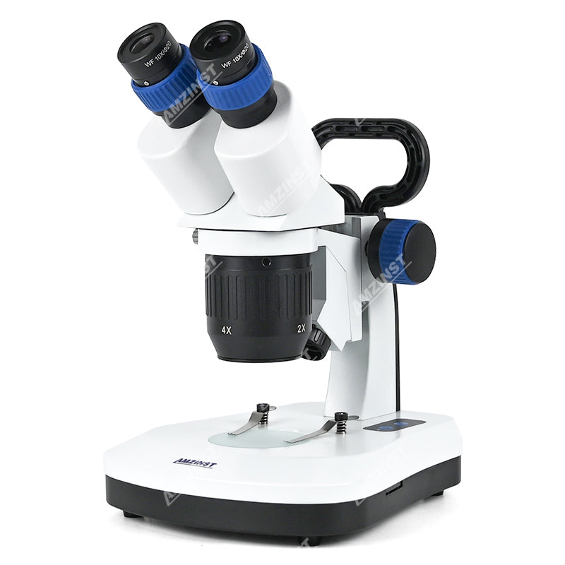 Бинокулярный стереомикроскоп AHT-33 с поворотным объективом (2x-4x) и сенсорной регулировкой яркости, светодиодами проходящего и падающего света и аккумуляторными батареями Бинокулярный стереомикроскоп AHT-33 с поворотным объективом (2x-4x) и сенсорной регулировкой яркости, светодиодами проходящего и падающего света и аккумуляторными батареями