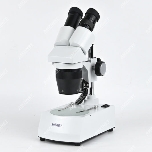 Бинокулярный стереомикроскоп AST-5C Classic с поворотным объективом (2x-4x), штативом и светодиодным проходящим и падающим освещением.