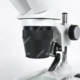 Бинокулярный стереомикроскоп AST-5C Classic с поворотным объективом (2x-4x), штативом и светодиодным проходящим и падающим освещением.  Бинокулярный стереомикроскоп AST-5C Classic с поворотным объективом (2x-4x), штативом и светодиодным проходящим и падающим освещением.