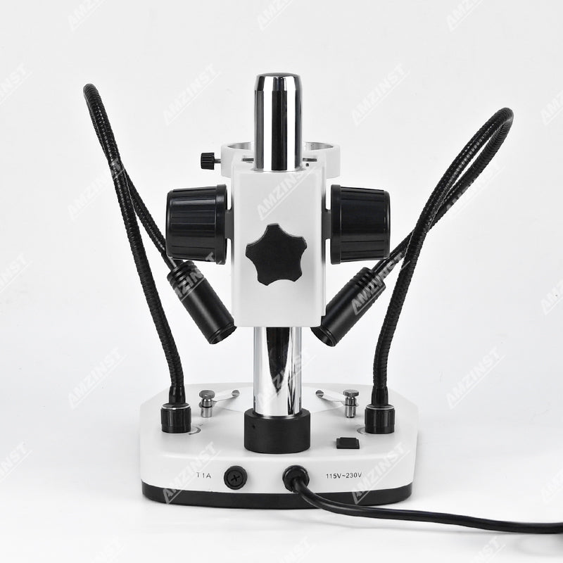 D9 Microscope Post Stand with Dual Gooseneck White LED Lights D9 Microscope Post Stand with Dual Gooseneck White LED Lights