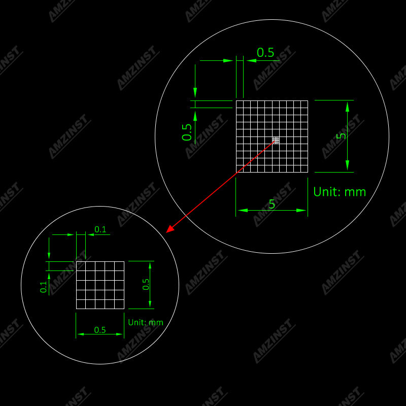 ER-S0505 Series Microscope Eyepiece Reticle Net Grid Micrometer 5x5mm, 100 Squares ER-S0505 Series Microscope Eyepiece Reticle Net Grid Micrometer 5x5mm, 100 Squares