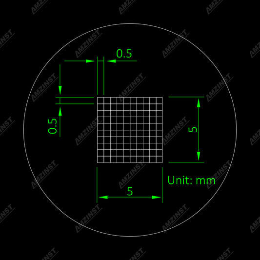ER-S0505 Series Microscope Eyepiece Reticle Net Grid Micrometer 5x5mm, 100 Squares