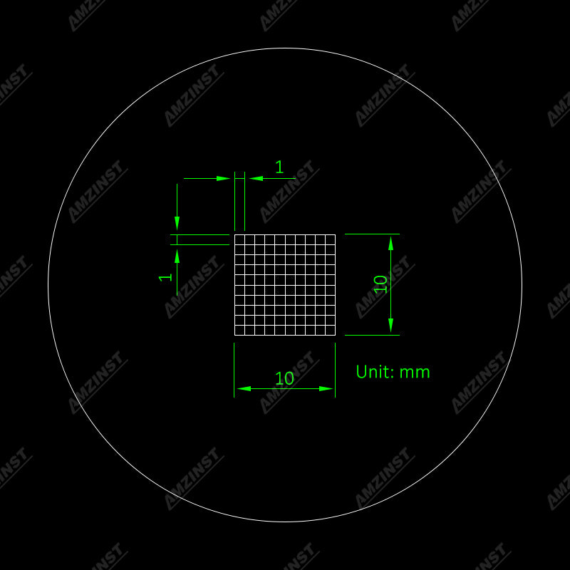 ER-S1010 Series Microscope Eyepiece Reticle Net Grid Micrometer 10x10mm, 100 squares ER-S1010 Series Microscope Eyepiece Reticle Net Grid Micrometer 10x10mm, 100 squares