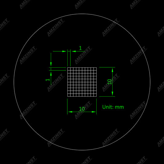 ER-S1010 Series Microscope Eyepiece Reticle Net Grid Micrometer 10x10mm, 100 squares