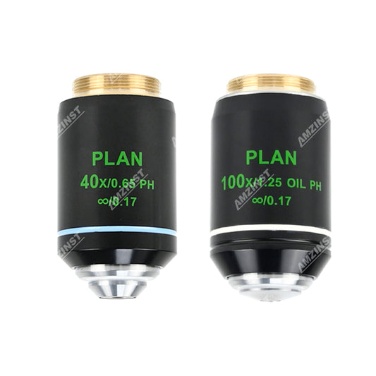 Infinity plan achromatic phase contrast objective