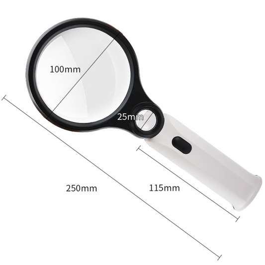 LPM-1030PLED 10X and 30X Handheld LED Magnifier with 100mm Achromatic Glass Lens