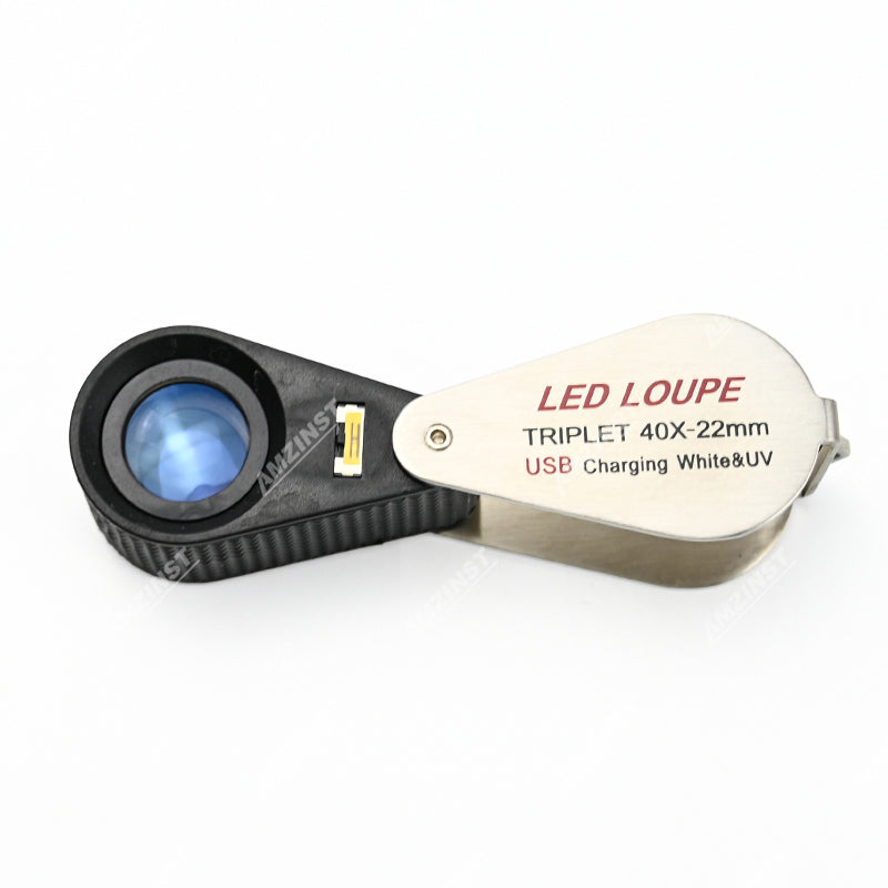 Ручная лупа MGL-4021UV 40x - 22 мм с зарядкой через USB, белая и УФ-подсветка Ручная лупа MGL-4021UV 40x - 22 мм с зарядкой через USB, белая и УФ-подсветка