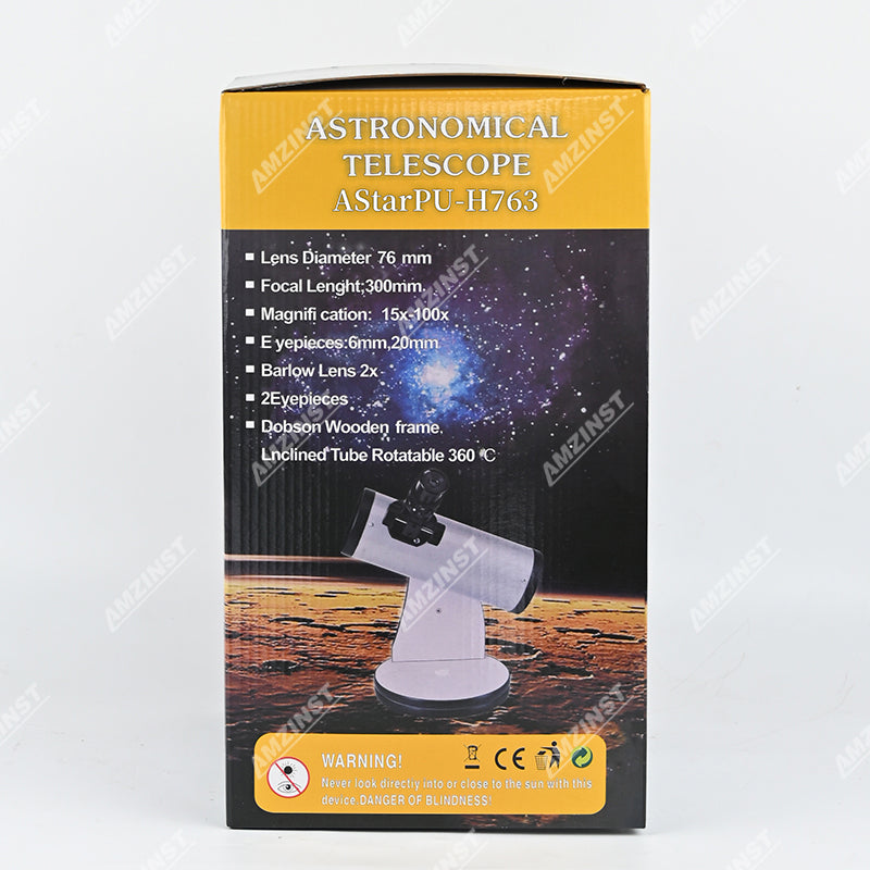 Рефлекторный телескоп StarPU-H763 с деревянной рамой Добсона Рефлекторный телескоп StarPU-H763 с деревянной рамой Добсона