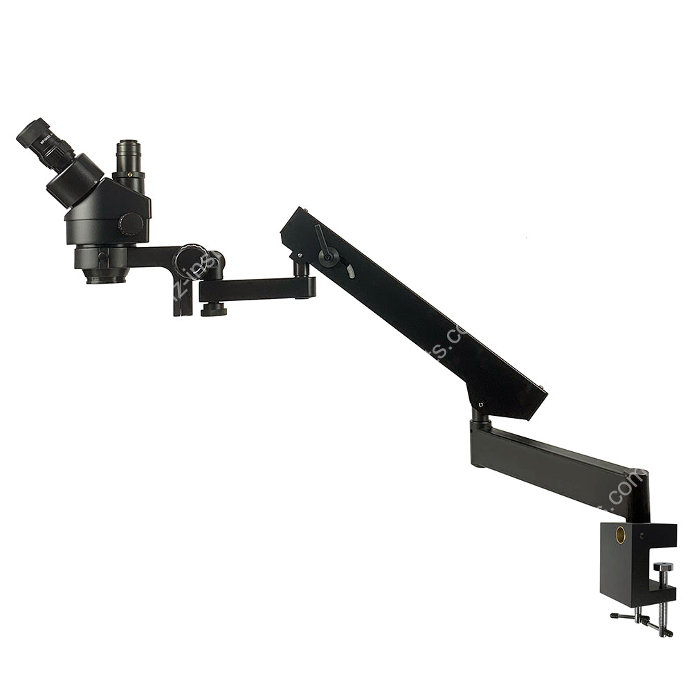 Тринокулярный стереомикроскоп ZM-2TP7B 0,7x-4,5x с шарнирным штативом с С-образным зажимом Тринокулярный стереомикроскоп ZM-2TP7B 0,7x-4,5x с шарнирным штативом с С-образным зажимом