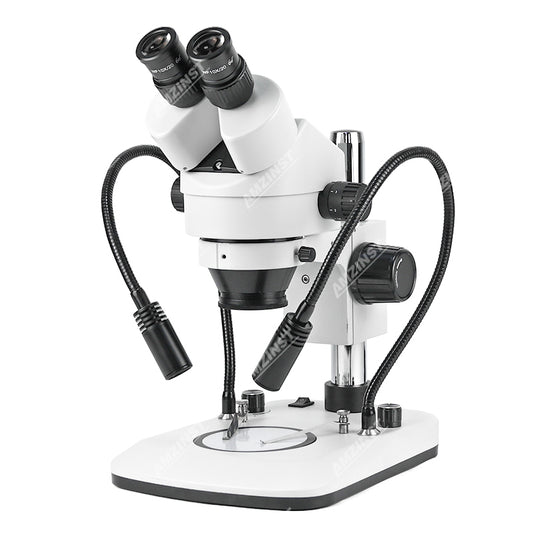 ZM0745B-D9 Стереомикроскоп с увеличением 0,7X-4,5X и источником света с двумя гибкими стойками