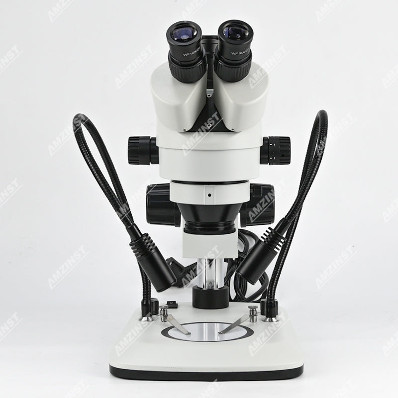 ZM0745T-D9 Стереомикроскоп с увеличением 0,7X-4,5X и источником света на двух гибких стойках ZM0745T-D9 Стереомикроскоп с увеличением 0,7X-4,5X и источником света на двух гибких стойках