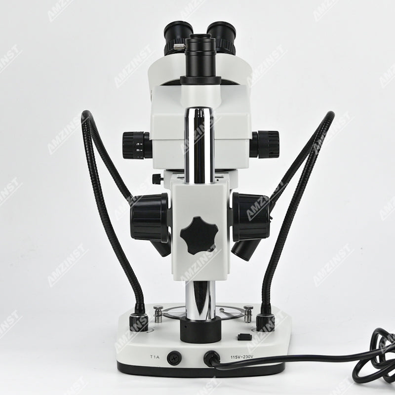 ZM0745T-D9 Стереомикроскоп с увеличением 0,7X-4,5X и источником света на двух гибких стойках ZM0745T-D9 Стереомикроскоп с увеличением 0,7X-4,5X и источником света на двух гибких стойках