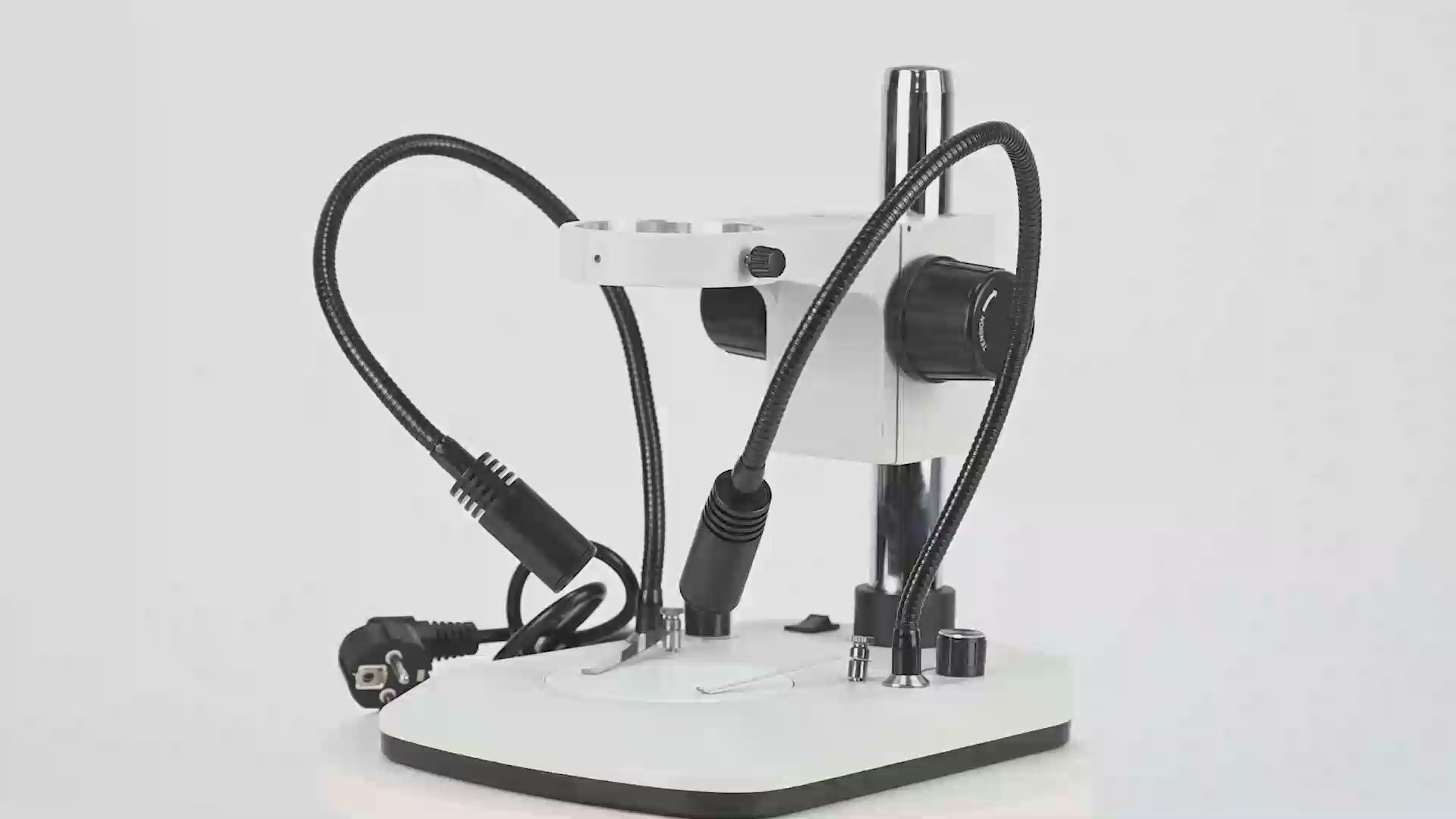 D9 Microscope Post Stand with Dual Gooseneck White LED Lights D9 Microscope Post Stand with Dual Gooseneck White LED Lights