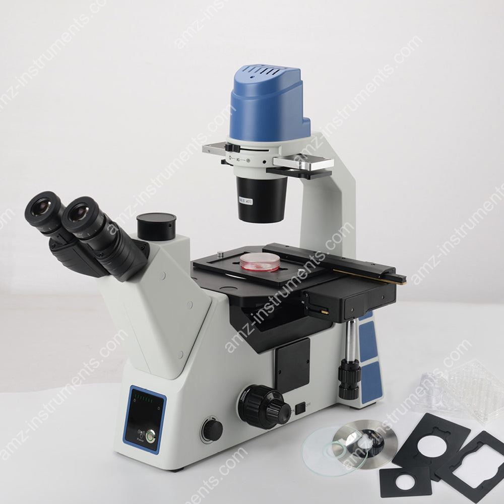 Инвертированный биологический микроскоп ABM-500T для лабораторного культивирования клеток и тканей с интеллектуальной системой ECO  Инвертированный биологический микроскоп ABM-500T для лабораторного культивирования клеток и тканей с интеллектуальной системой ECO
