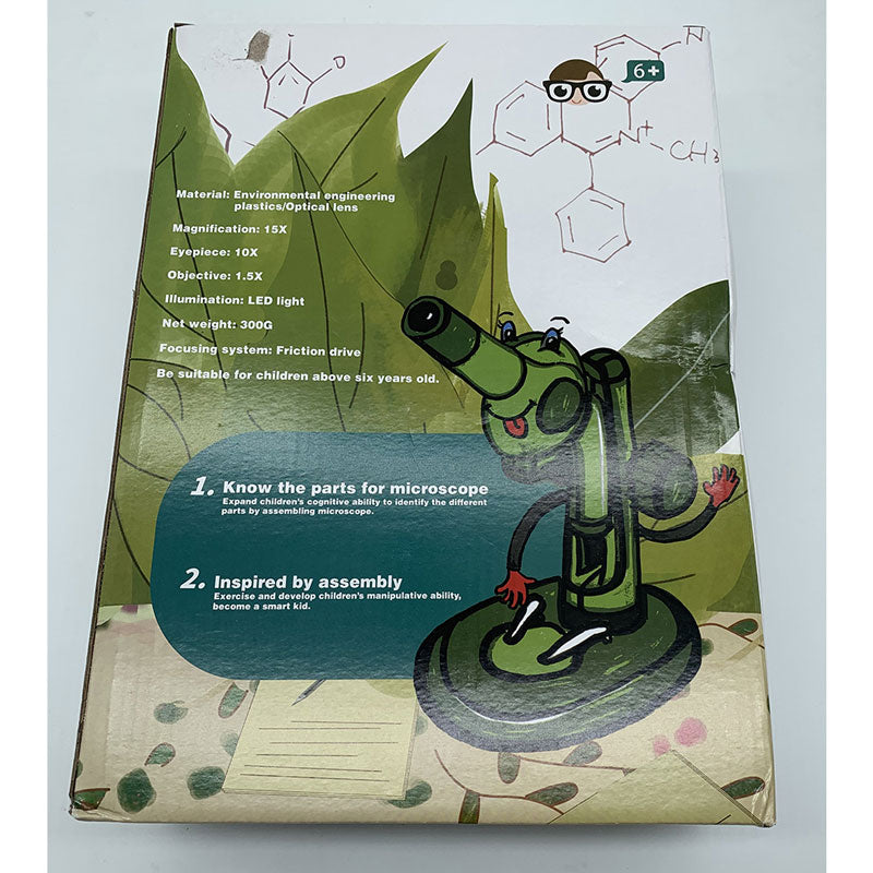 AST-BW Neues Design 15x Mikroskop DIY-Kit mit grün-weißer Farbe AST-BW Neues Design 15x Mikroskop DIY-Kit mit grün-weißer Farbe