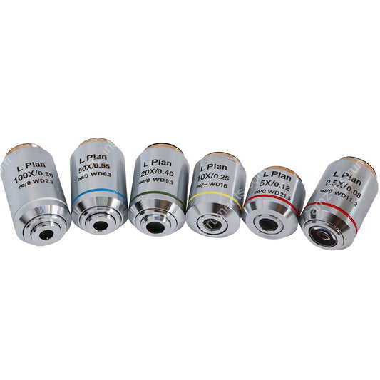План-ахроматический металлографический объектив серии ME-180 LWD Infinity 180 мм 2.5X/ 5X/ 10X/ 20X/ 50X/ 100X