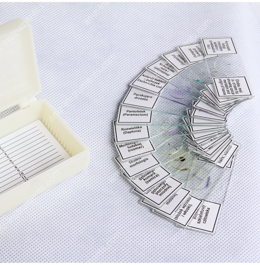 Микроскоп MP-15L, готовые предметные стекла 15 шт. Пластиковая коробка