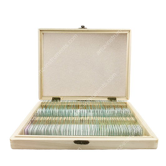 MS-100L Microscope Prepred Slide 100pcs. Wooden Box