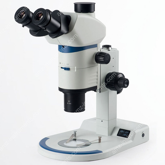ZM-X12 0.63X~8X Galileo Parallel Ergonomic Tilting Trinocular Stereo Microscope With Adjustable Color Temperature
