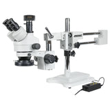 ZM-2TP2CL 7X-45X Boom stand stereo microscope with 5.1MP microscope camera 144 LED light