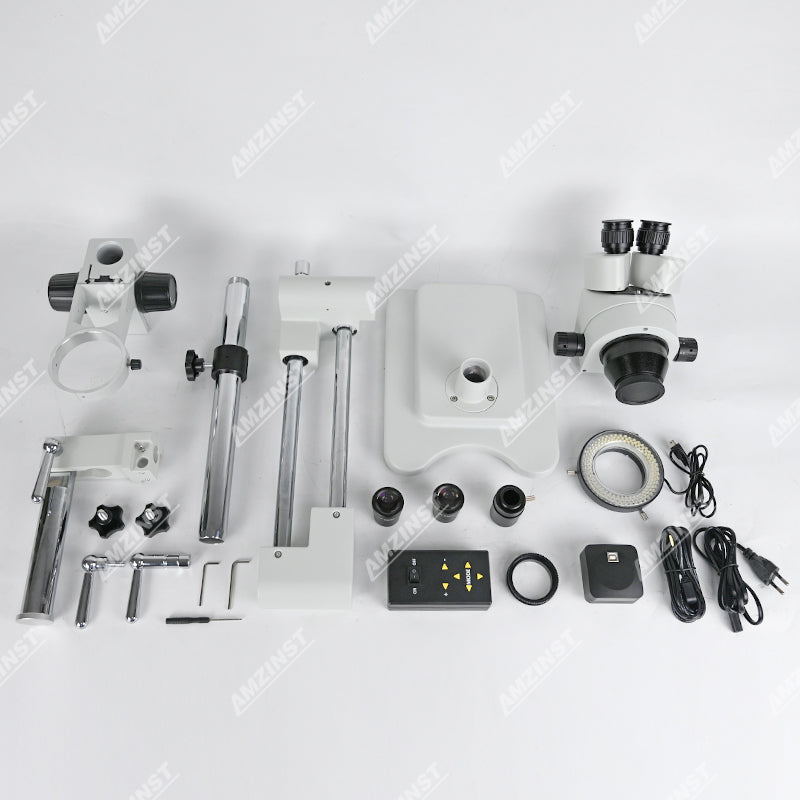 ZM-2TP2CL 7X-45X Boom stand stereo microscope with 5.1MP microscope camera 144 LED light