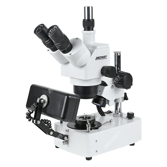 ASZ-ZT5W Zoom 10X-40X White Trinocular Diamond/Jewelry Microscope with Darkfield Attachment