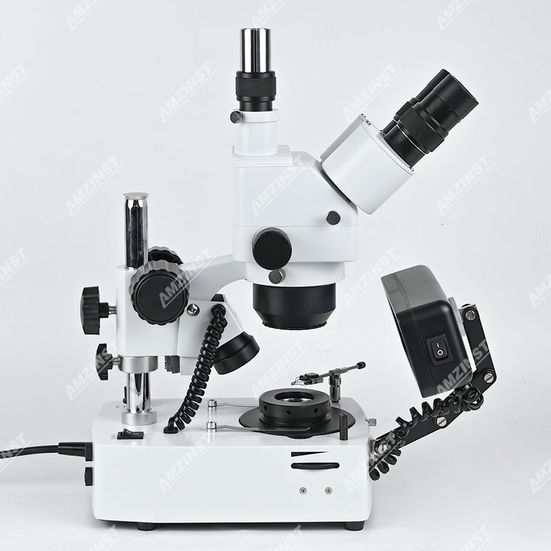 ASZ-ZT5W Zoom 10X-40X White Trinocular Diamond/Jewelry Microscope with Darkfield Attachment