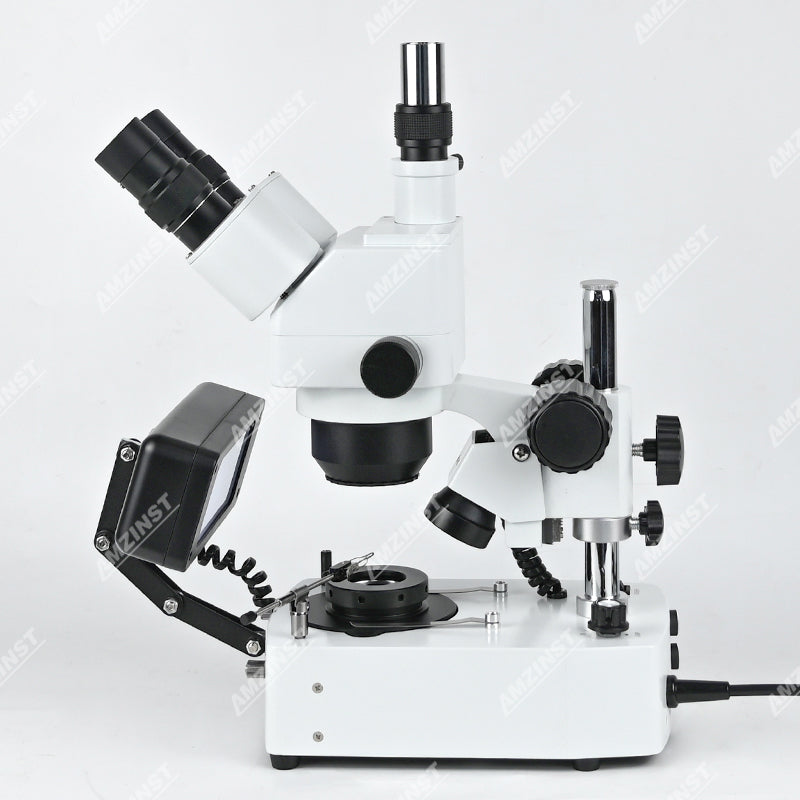 ASZ-ZT5W Zoom 10X-40X White Trinocular Diamond/Jewelry Microscope with Darkfield Attachment