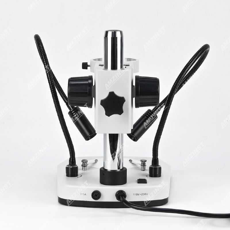 D9 Microscope Post Stand with Dual Gooseneck White LED Lights