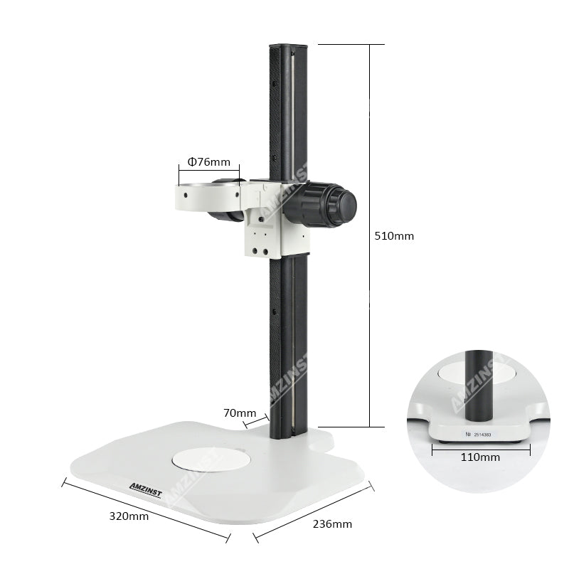 M3 Microscope Track Stand with Fine & Coarse Foucs and 76mm Scope Holder