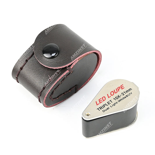 LPM-5785 Hand Loupe 10x - 21mm With Dual light white & UV