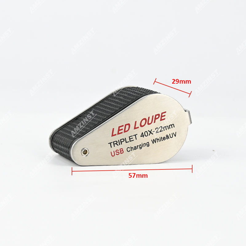 MGL-4021UV Hand Loupe 40x - 22mm with USB Charging white & UV light