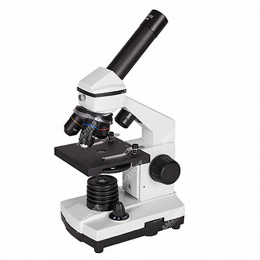 NK-T16 40X-640X Microscopio monocular de estudiantes de color blanco con iluminación LED superior e inferior