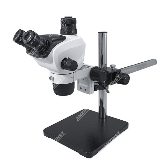 ZM-10TP4 0.68X-4.7X Microscopio estéreo trinocular de GreenOugh con soporte de pluma de un solo brazo T-P4