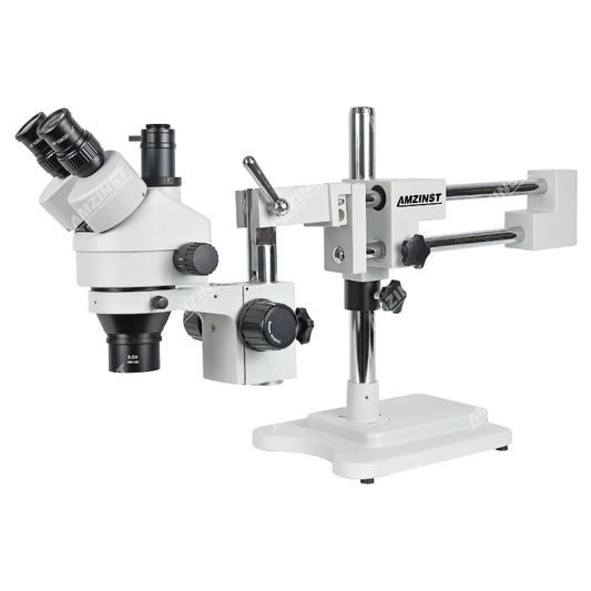 ZM-2TP2AU 7X-45X Boom stand stereo microscope with 0.5X auxiliary objective