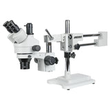 ZM-2TP2AU 7X-45X Boom stand stereo microscope with 0.5X auxiliary objective