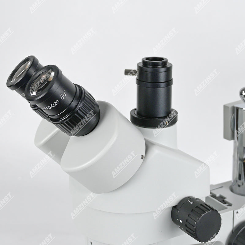 ZM-2TP2AU 7X-45X Boom stand stereo microscope with 0.5X auxiliary objective