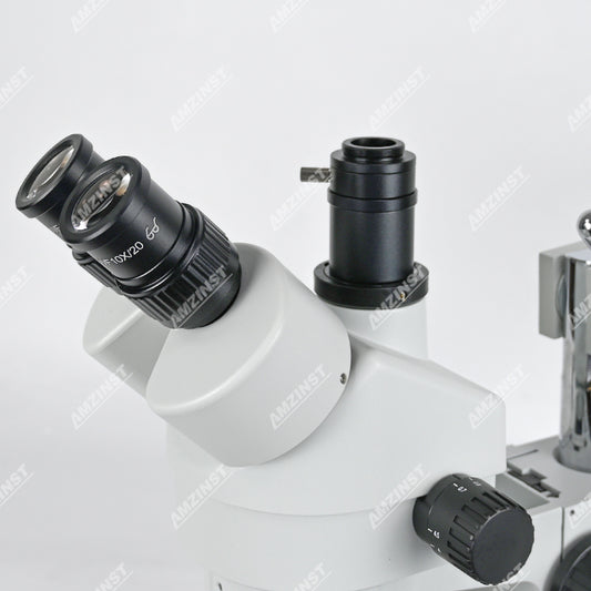 ZM-2TP2AU 7X-45X Boom stand stereo microscope with 0.5X auxiliary objective