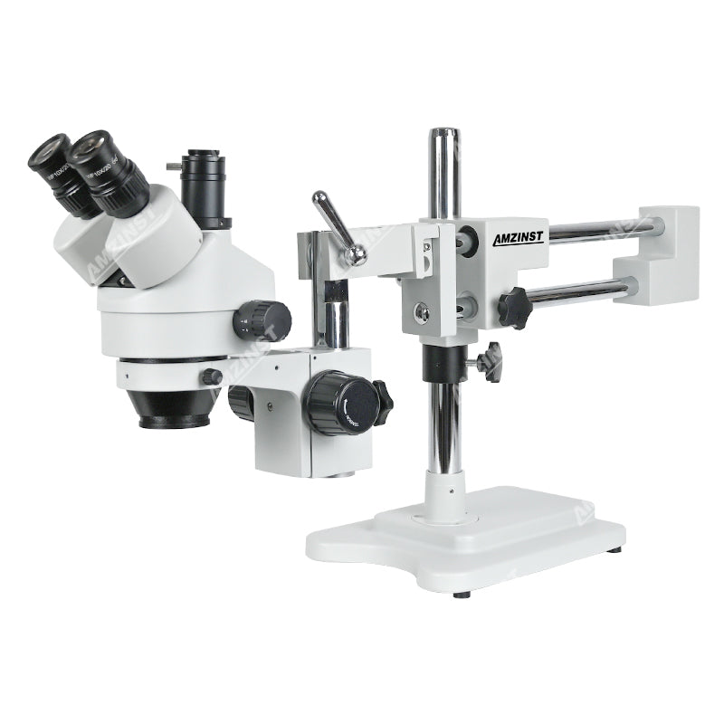 ZM-2TP2 0.7X-4.5X Microscopio estéreo trinocular con soporte de pluma de doble brazo T-P2
