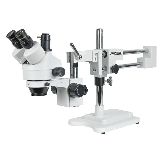ZM-2TP2 0.7X-4.5X Microscopio estéreo trinocular con soporte de pluma de doble brazo T-P2