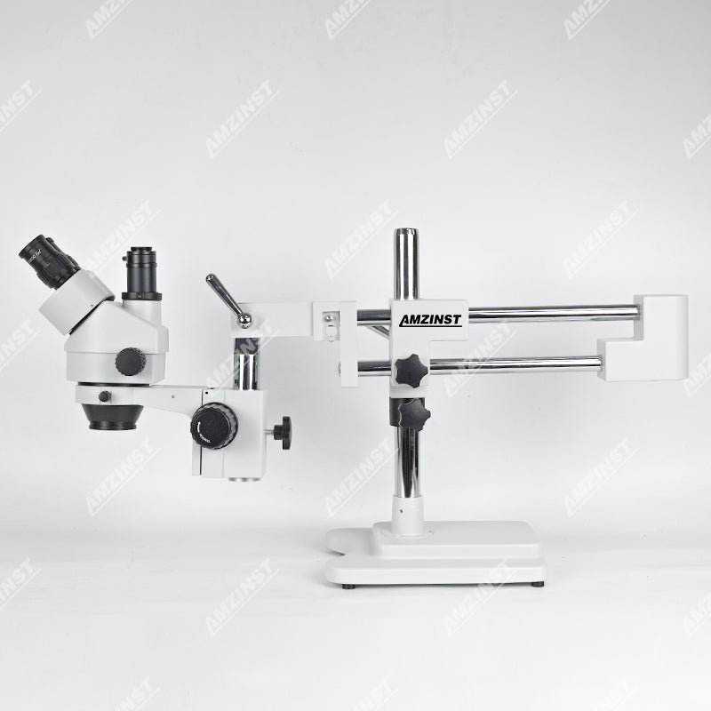 ZM-2TP2 0.7X-4.5X Microscopio estéreo trinocular con soporte de pluma de doble brazo T-P2