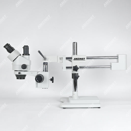 ZM-2TP2 0.7X-4.5X Microscopio estéreo trinocular con soporte de pluma de doble brazo T-P2