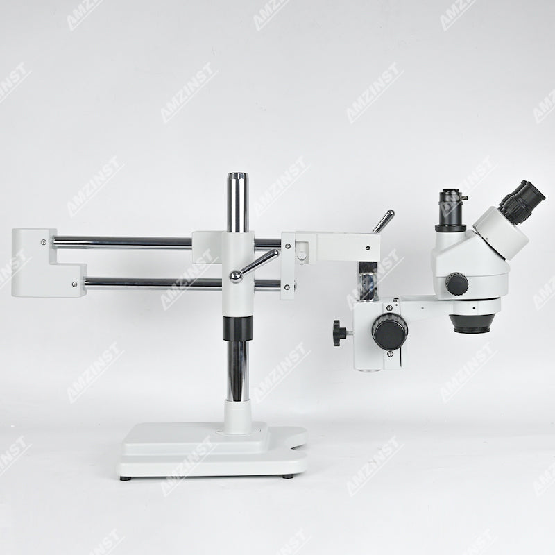ZM-2TP2 0.7X-4.5X Microscopio estéreo trinocular con soporte de pluma de doble brazo T-P2