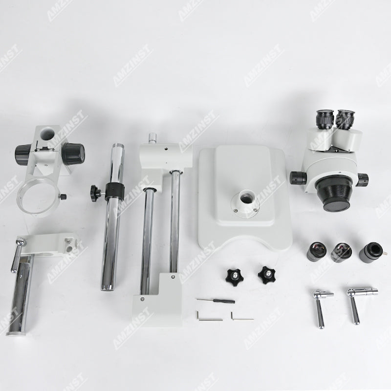 ZM-2TP2 0.7X-4.5X Microscopio estéreo trinocular con soporte de pluma de doble brazo T-P2