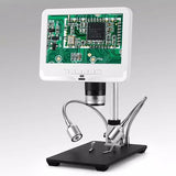 AL-206-W 7 Inch LCD Screen 1080P Microscope White Color Body With Dual Gooseneck LED Lights