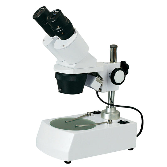 AST-3C Classic Binocular Stereo Microscope with Turnable objective (2x-4x), pillar stand, and LED transmitted and incident illumination
