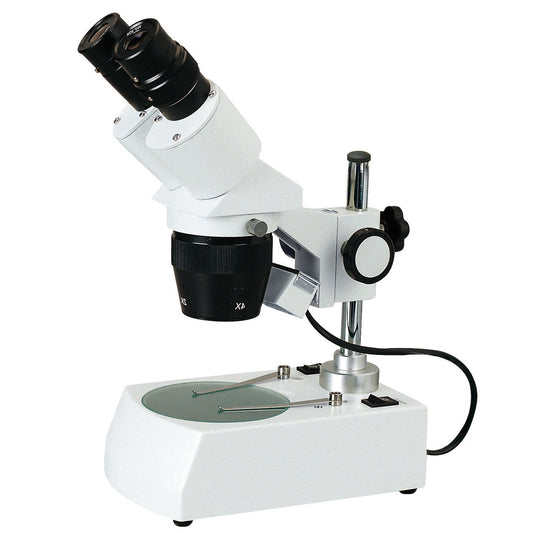 AST-5C Classic 360° Rotatable Binocular Stereo Microscope with Turnable objective (2x-4x), pillar stand, and LED transmitted and incident illumination