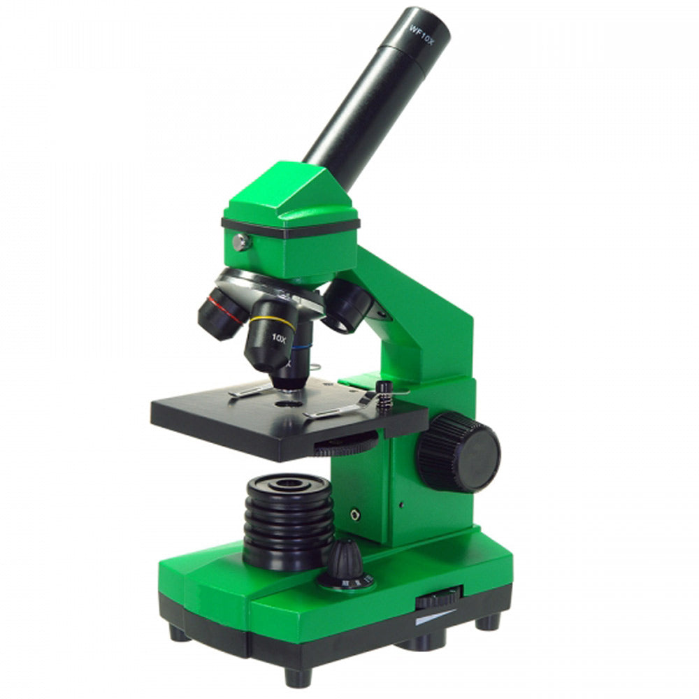 NK-T16A 40X-640X Microscopio monocular de estudiantes de color verde con iluminación LED superior e inferior