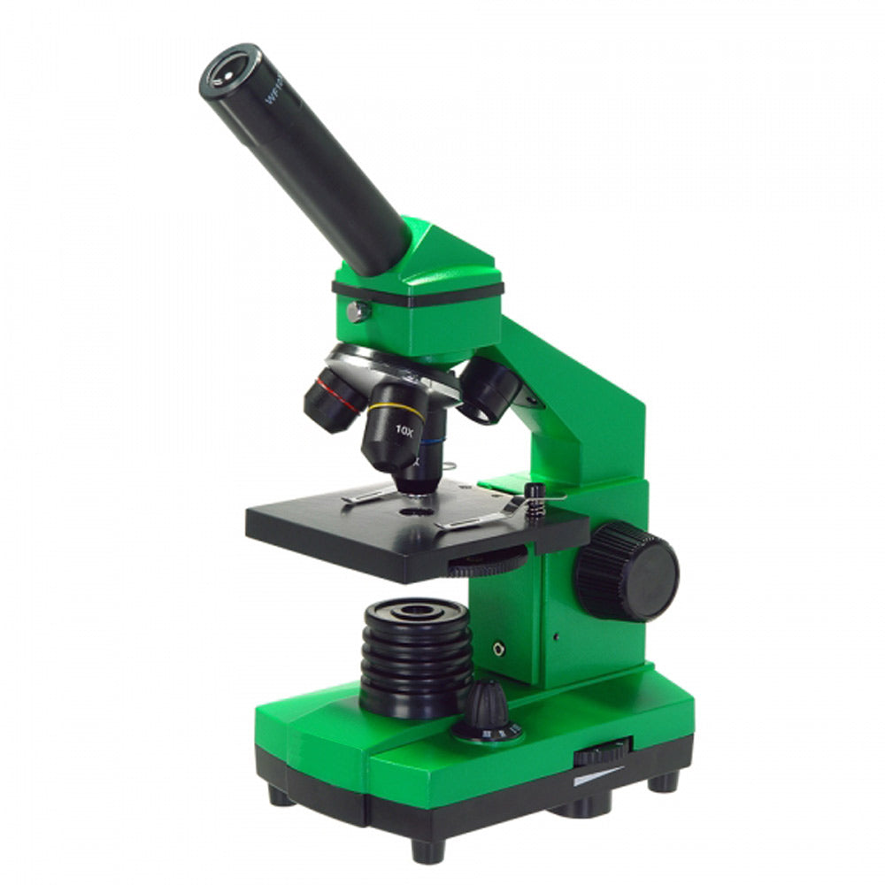NK-T16A 40X-640X Microscopio monocular de estudiantes de color verde con iluminación LED superior e inferior