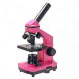 NK-T16B 40X-640X Pink Color Students Microscopio monocular con iluminación LED superior e inferior